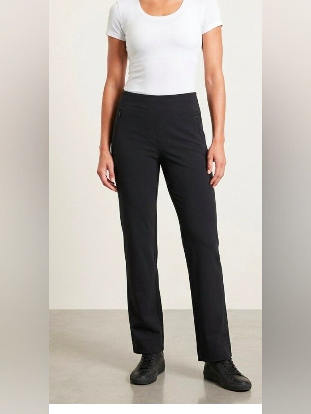 Athleta Dark Navy Blue / Black Straight Leg Pockets Trousers Size 4 Pull On